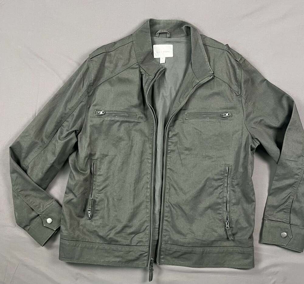 Sun Stone Men's Green Cotton Full Zip Utility Jacket XXL